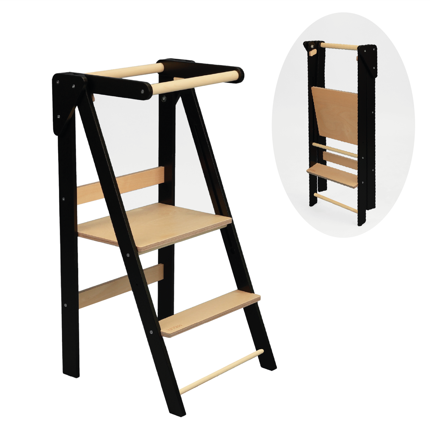 Foldable learning kitchen tower Black